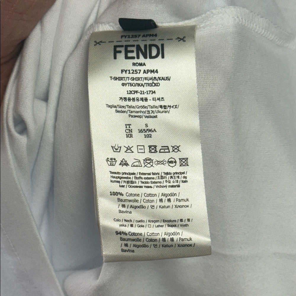 Fendi White T-Shirt with Logo Pocket - Picture 6 of 13